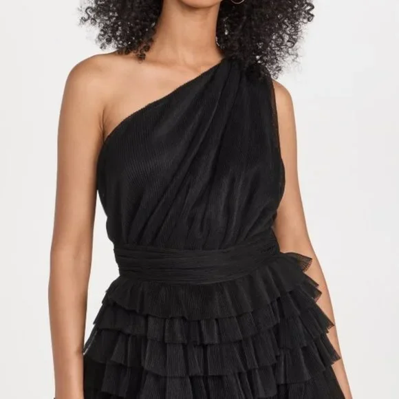 Endless Rose One Shoulder Tiered Tulle Mini Dress Black Size XS - Picture 3 of 6